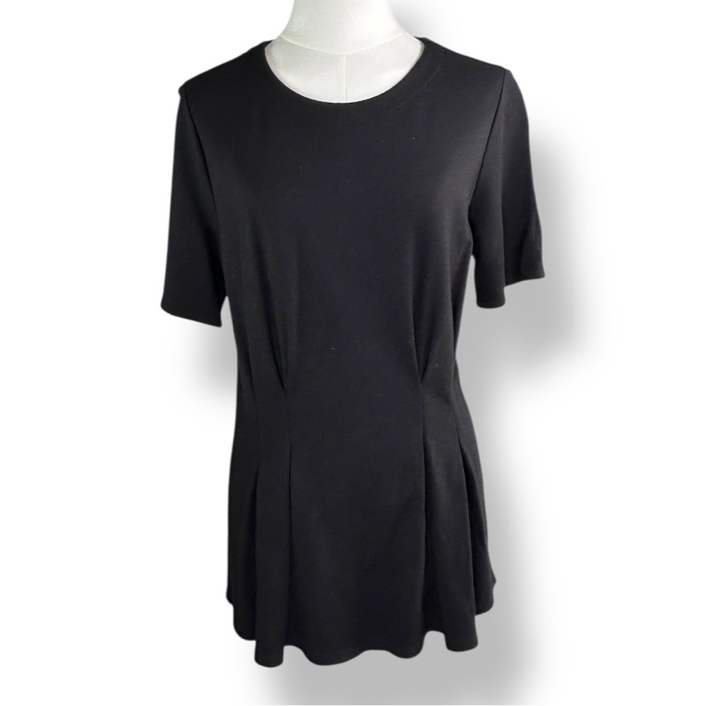 4/$20 The Limited Black Pleated Cinch Waist Tunic Top Size Medium Like New - Picture 3 of 6